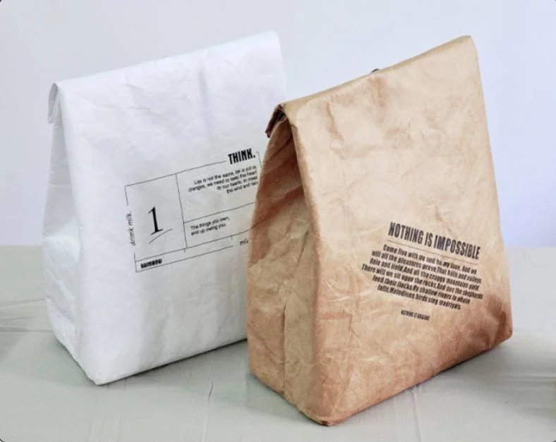 2023 High Quality Recyclable Custom Made Water Resistant Insulated Thermal Tyvek Cooler Lunch DuPont Paper Bag